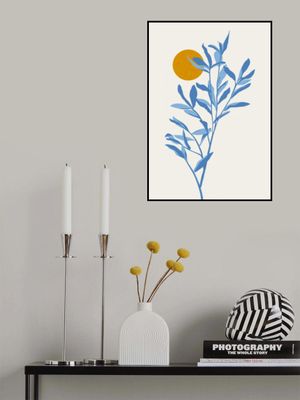 Blue Leaves Silhouette and Golden Sun