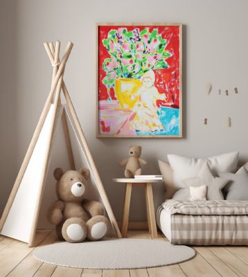 Still Life With A Houseplant And A Porcelain Figurine, Tamara Jare, oil on canvas