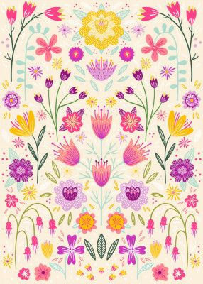 Pink Purple and Yellow Flowers