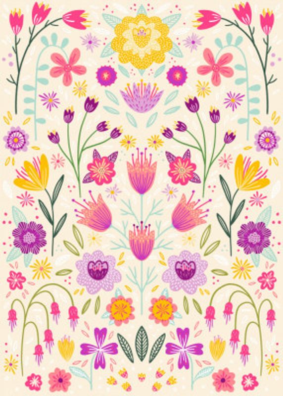 Pink Purple and Yellow Flowers