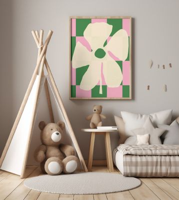 Abstract Shapes Flower Checkprint