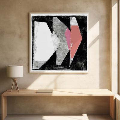 Pink and Black Abstract Shapes Print No2
