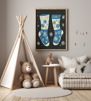 Vintage Socks Knittwear Blue On Black