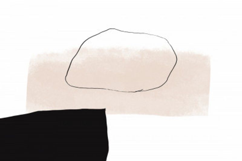 Beige Shape and Black Block