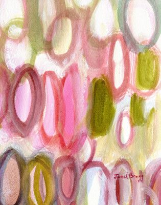 Abstract With Ovals In Pink and Green