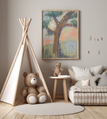 Tree Landscape with Swirling Pattern