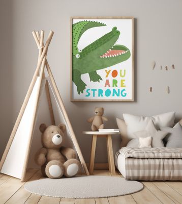 You Are Strong! Funny Alligator with Tail by Artist Carla Daly