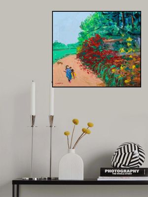 Wild Rose Wall Path Oil On Canvas