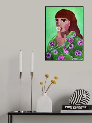 Woman Smoking a Flower