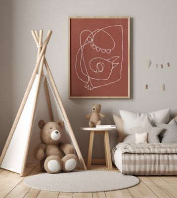 Line art bird abstract