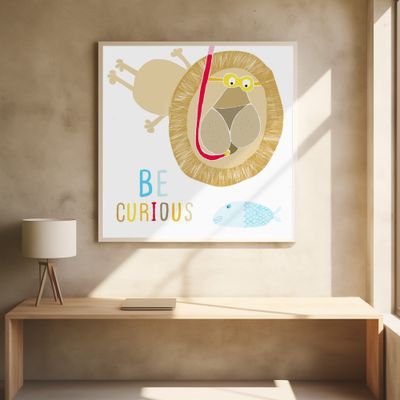 Be Curious! Cute Lion Snorkelling with the Fish by Illustrator Carla Daly