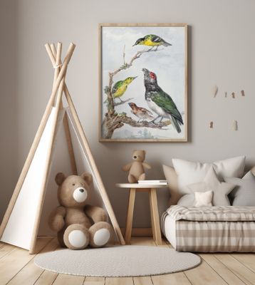 Four Different Birds On a Branch