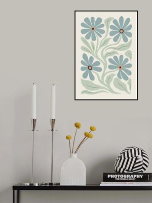 Abstract Flowers Blue and Green