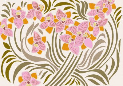 Orange and Pink Floral Pattern