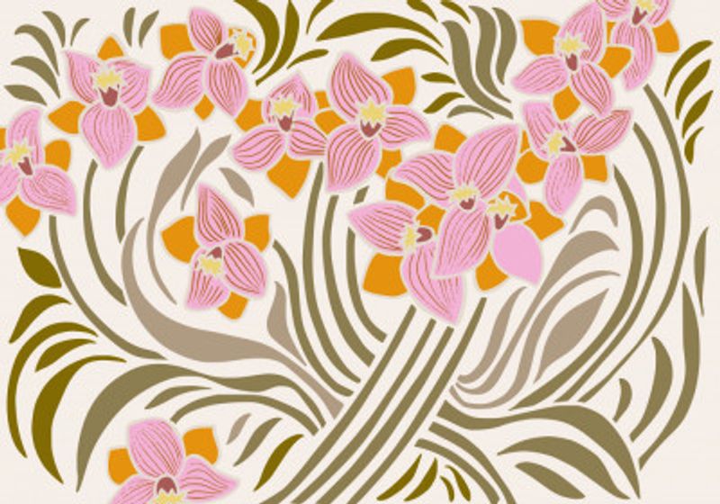 Orange and Pink Floral Pattern