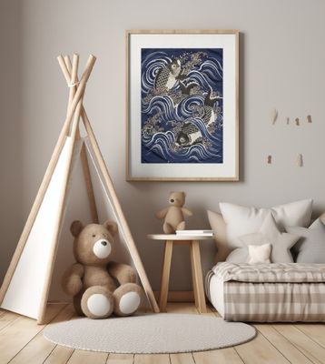 Carp In Waves During Meij Period