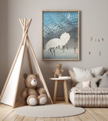 Egrets and Reeds In Moonlight (1926)