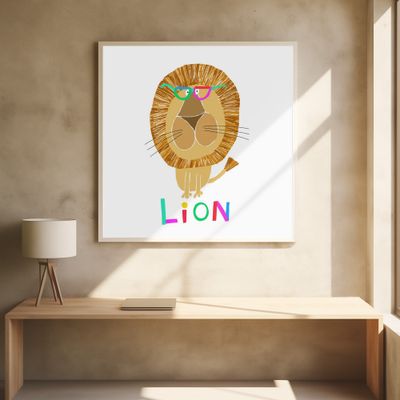Funny Lion Wearing Glasses by Artist Carla Daly