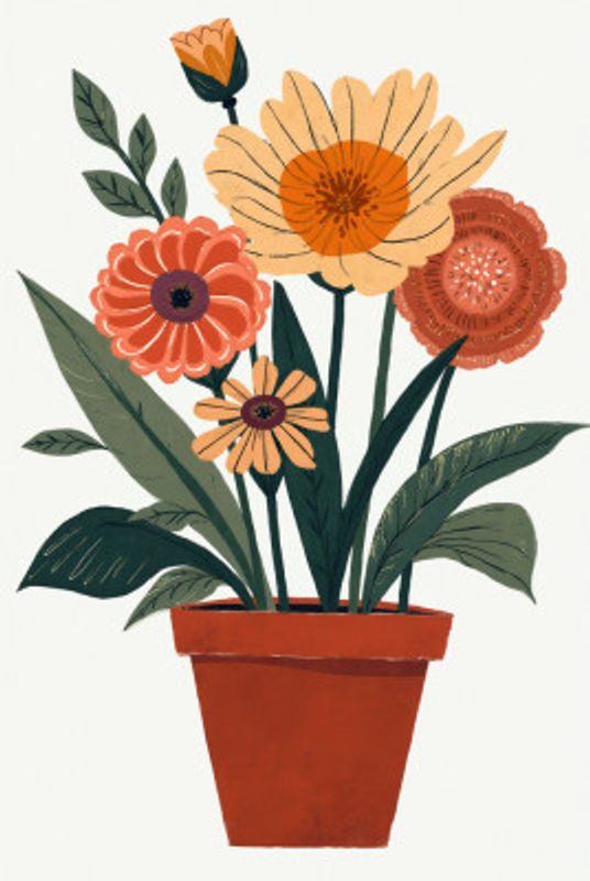 Potted Florals Colorful Flowers