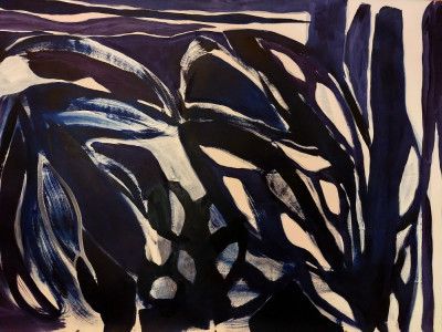 Bold Black and Blue Brushstrokes
