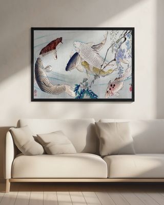 Six Carp Swimming Beneath Wisteria (1889)