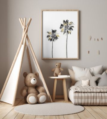 Palm Tree Black, White and Gold 01