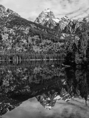 Taggart Lake Reflection in Black-and-White