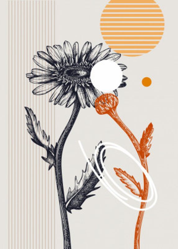 Summer Flowers Collage In Retro Style