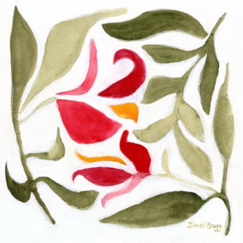 Square Flowers in Pink and Green