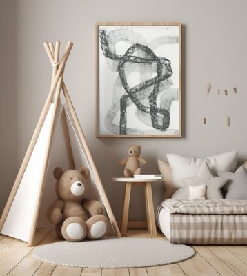 Interwoven Silence Abstract Charcoal Texture Art Print