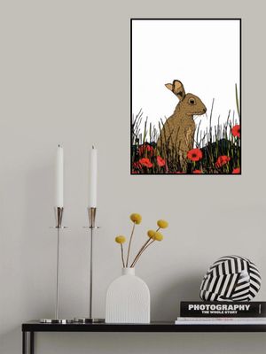 Rabbit Among Poppy Flowers