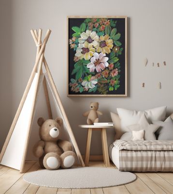 Painted Flowers And Leaves