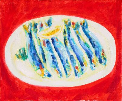 Plate of Anchovies, Tamara Jare, oil on canvas