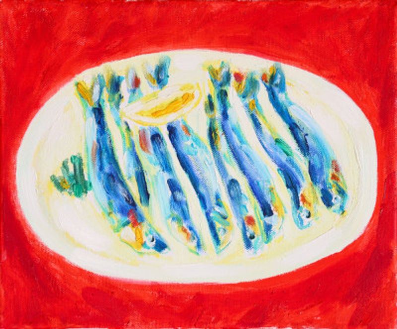 Plate of Anchovies, Tamara Jare, oil on canvas