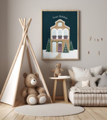 Starry gingerbread home - sweet holidays - mauve