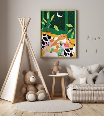 Woman Relaxing Under A Crescent Moon