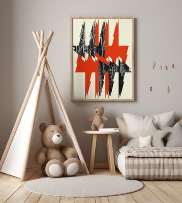 Jagged Red and Black Shapes