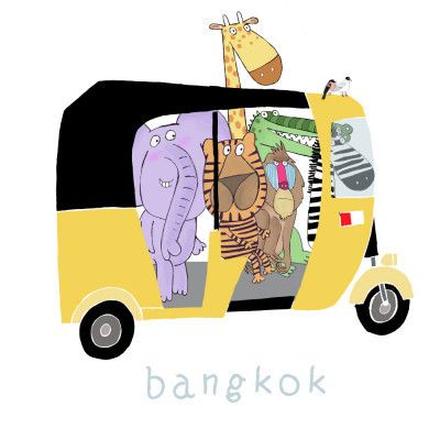 Jungle Animals Take a Ride in a Bangkok Tuk Tuk by Carla Daly