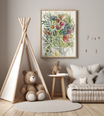 Bouquet of wildflowers Watercolors and ink