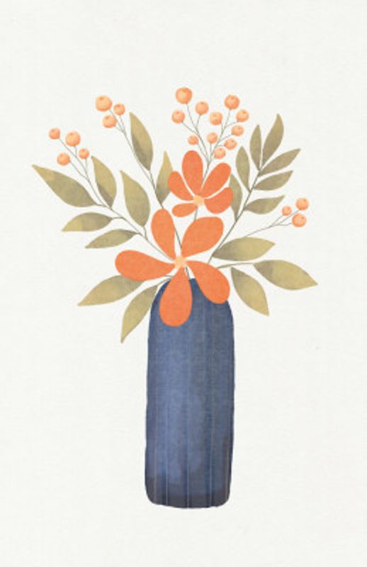 Orange Flowers In A Blue Vase