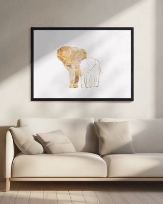 Gold Elephant Line art Silhouettes 1