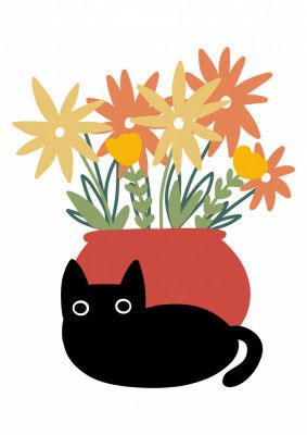 Vase and cat