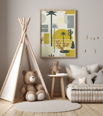 Palm Springs Geometric Escape Mustard