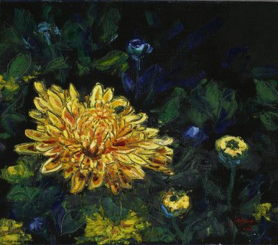 chrysanthemum oil on canvas
