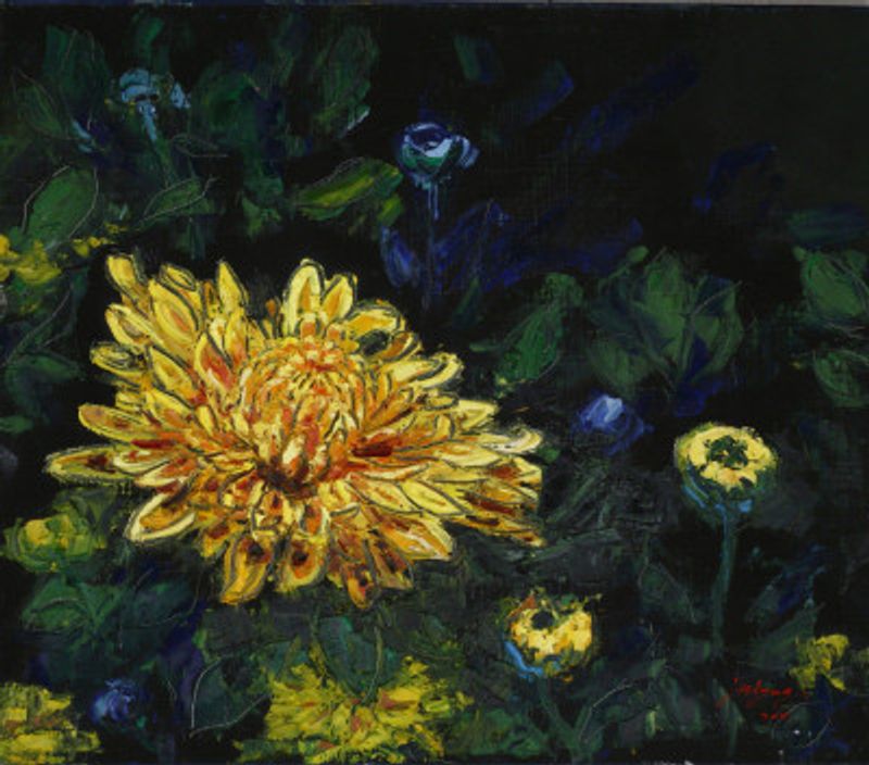 chrysanthemum oil on canvas