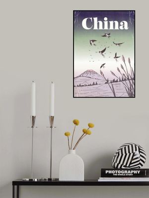 Vintage China Travel Swallows Poster