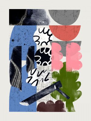 Abstract Shape Collage In Blue