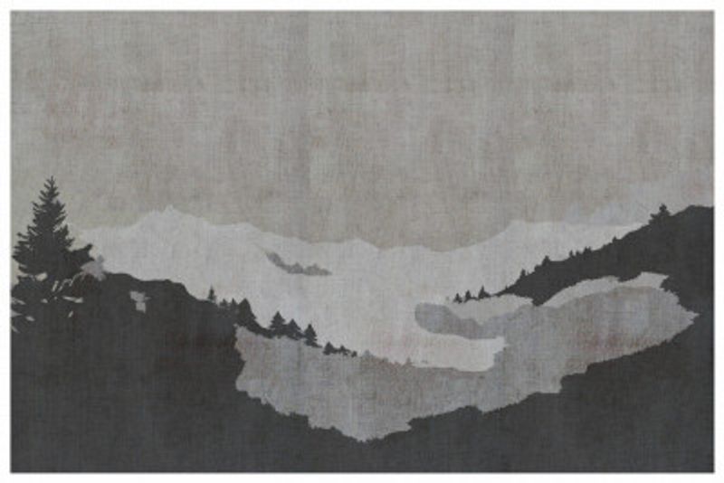 Misty Lake Landscape in Ink Wash Style