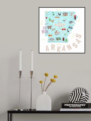 Map of Arkansas illustrated by Artist Carla Daly