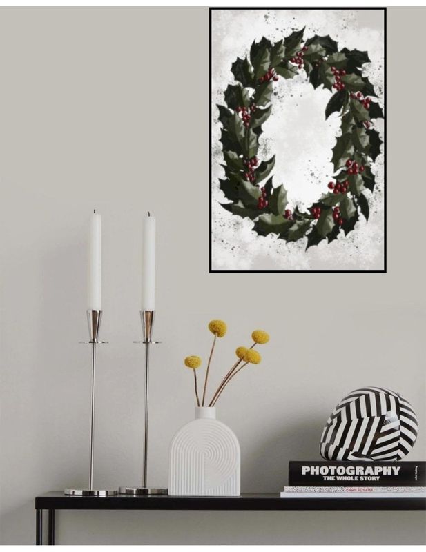 Splatters Holly Wreath, Storlek 21x30 cm